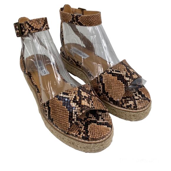 Steve Madden Gabrie Sandals Wedge Espadrille Snake Print Open Toe Womens 8M - Picture 6 of 10